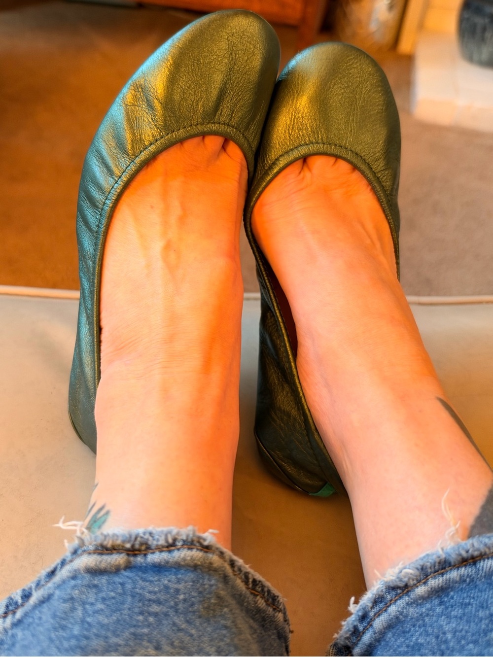 RARE Tieks Tahitian Pear Leather Flats - Limited Edition
